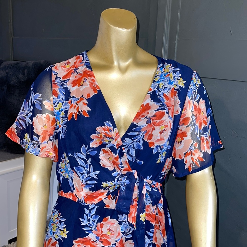 Blue and Pink Floral Dress